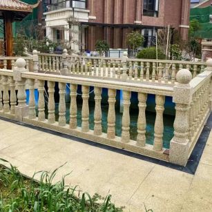 荆州黄金麻花岗岩石材栏杆，扶手，将军柱，花瓶柱