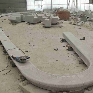 荆州 芝麻白花岗岩弧形花坛石，坐凳石