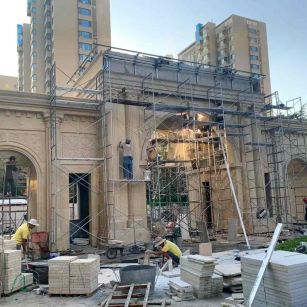 荆州 黄金麻荔枝面花岗岩小区门楼外墙干挂