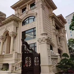 荆州 黄金麻花岗岩别墅外墙干挂效果展示