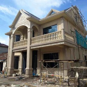 荆州 黄金麻花岗岩石材私人别墅雕花门楼柱阳台栏杆