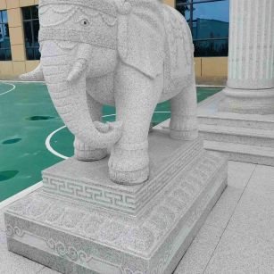 荆州 白麻花岗岩动物异形石雕-大象