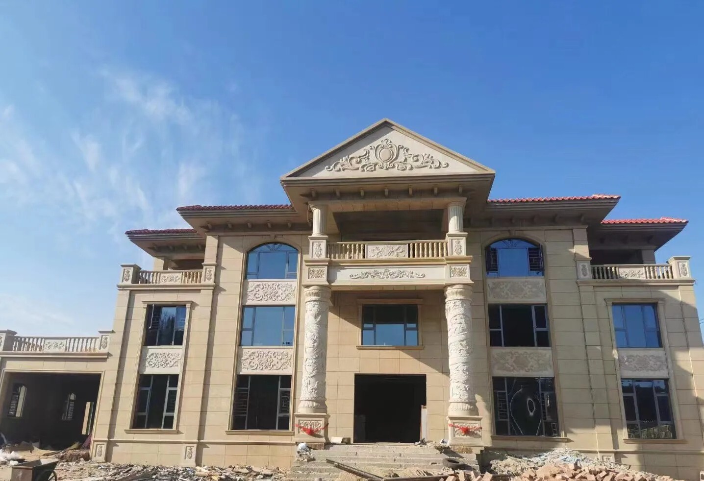 荆州 黄金麻花岗岩别墅外墙干挂