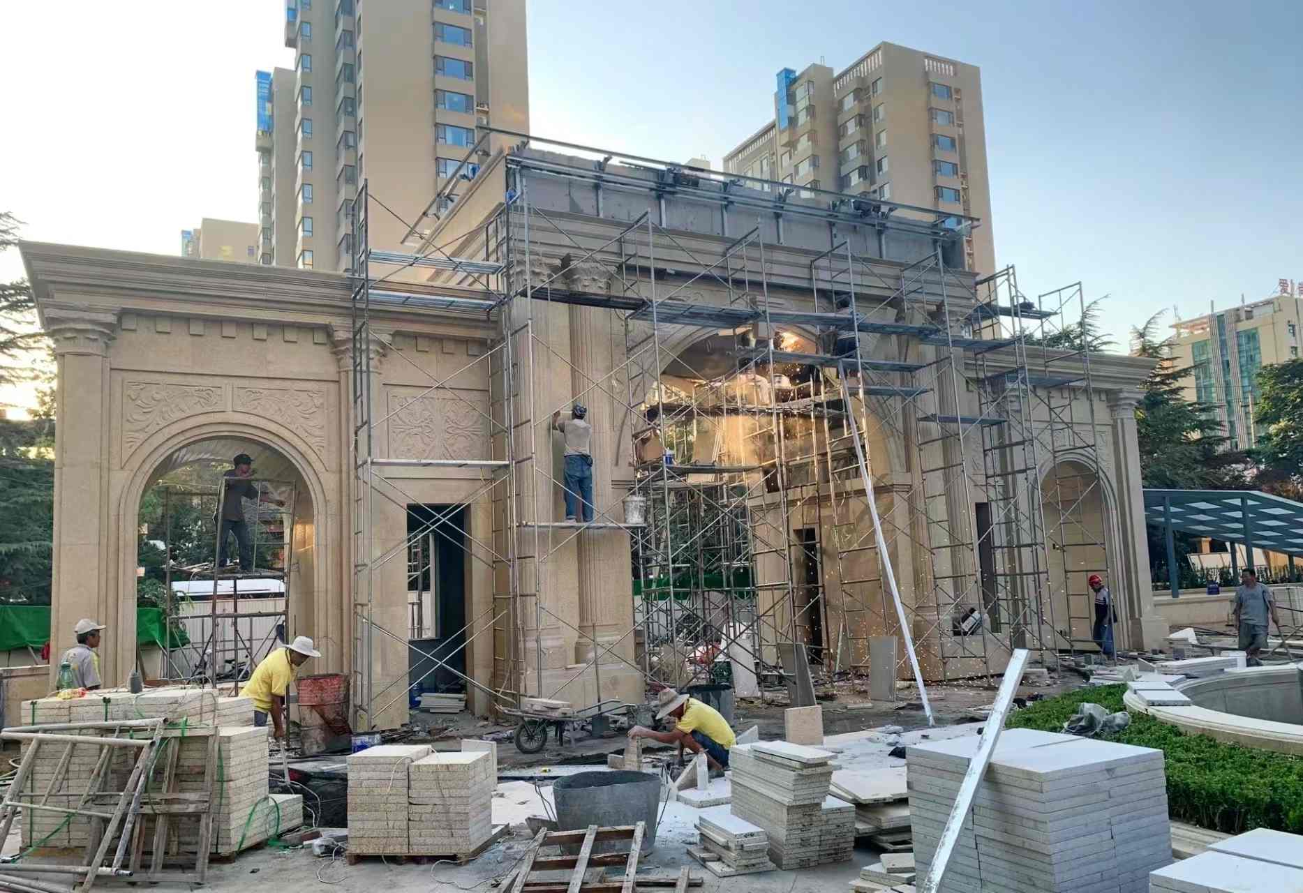 荆州 黄金麻荔枝面花岗岩小区门楼外墙干挂