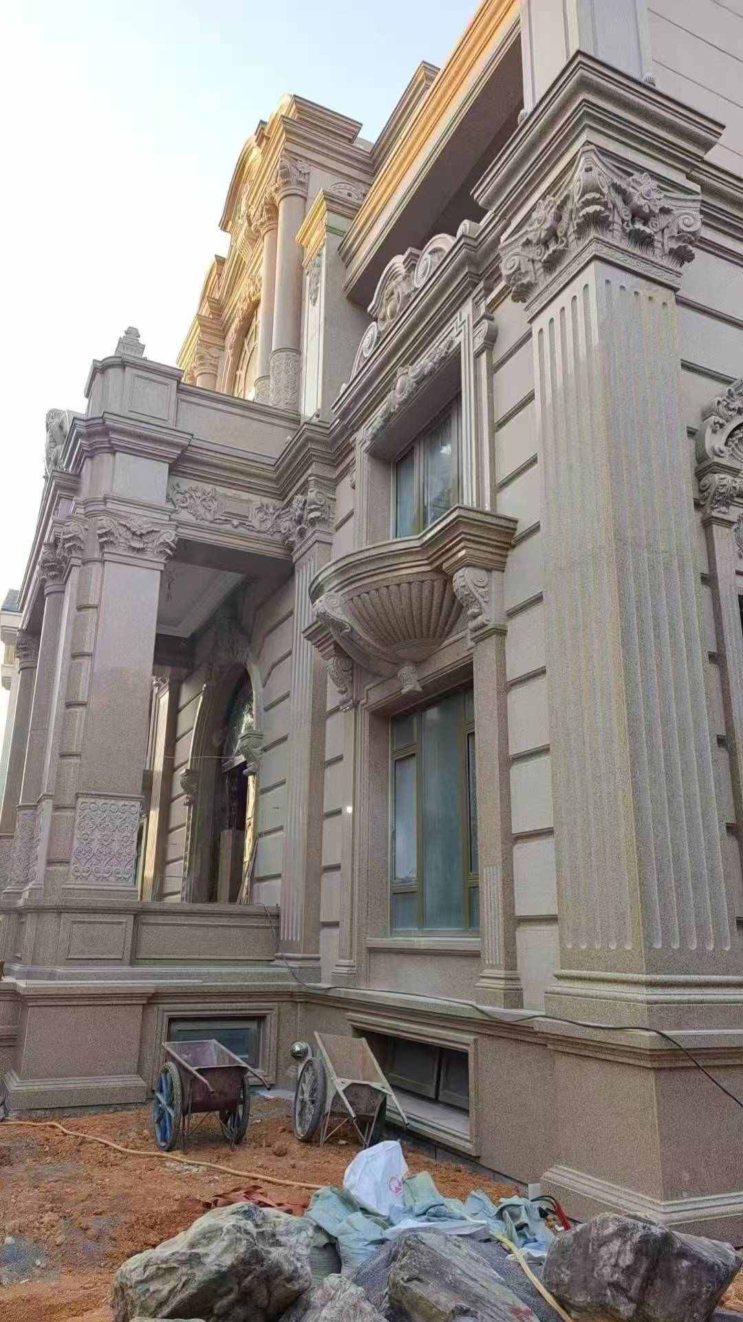 荆州 黄金麻花岗岩光面别墅外墙干挂施工完成